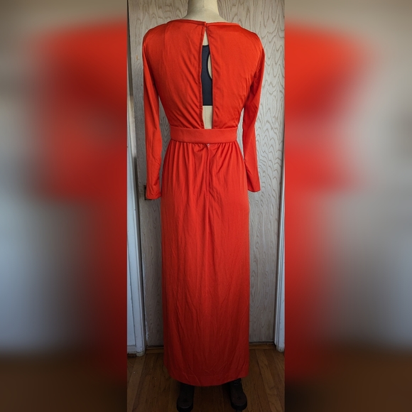 70's Red Qiana Lilli Diamond Hostess Gown - RETRO - Picture 3 of 8
